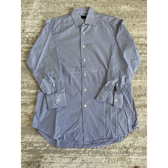 Lanvin Other - Lanvin Paris Men's Dress Shirt 15.5 39 Blue White Pinstripe 100% Made In Italy